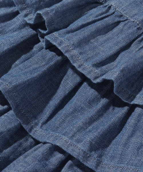 SHOO・LA・RUE(シューラルー)の「◆【90-140cm】デニムフリルキュロットスカート(デニムパンツ・キッズ・ブルー系5/ネイビー系5・09/10/11/12/13/14)」の8枚目の写真