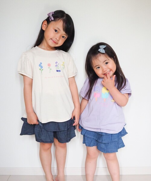 SHOO・LA・RUE(シューラルー)の「◆【90-140cm】デニムフリルキュロットスカート(デニムパンツ・キッズ・ブルー系5/ネイビー系5・09/10/11/12/13/14)」の11枚目の写真