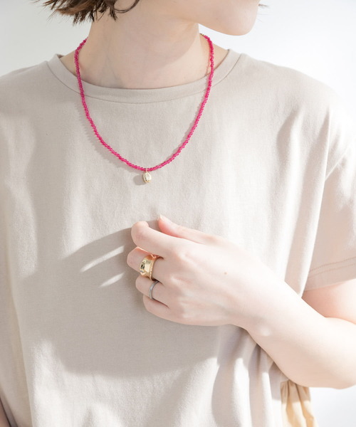 F by ROSSO(エフバイロッソ)の「F by ROSSO アゲートネックレス(ネックレス・レディース・ピンク・-)」の2枚目の写真