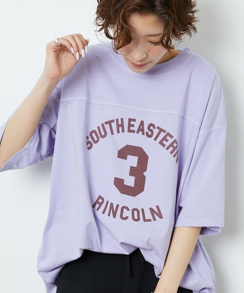 FREAK'S STORE（フリークスストア）の「【WEB限定】PENNEYS×FREAK'S STORE/ペニーズ　PENNEYS別注フットボールTシャツ（Tシャツ/カットソー・レディース・ブラック/オフホワイト/ラベンダー/グレー/オレンジ・ﾌﾘ-）」の5枚目の写真