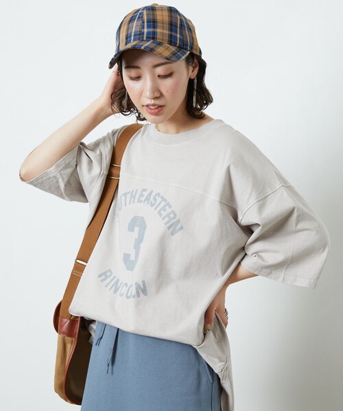 FREAK'S STORE（フリークスストア）の「【WEB限定】PENNEYS×FREAK'S STORE/ペニーズ　PENNEYS別注フットボールTシャツ（Tシャツ/カットソー・レディース・ブラック/オフホワイト/ラベンダー/グレー/オレンジ・ﾌﾘ-）」の9枚目の写真