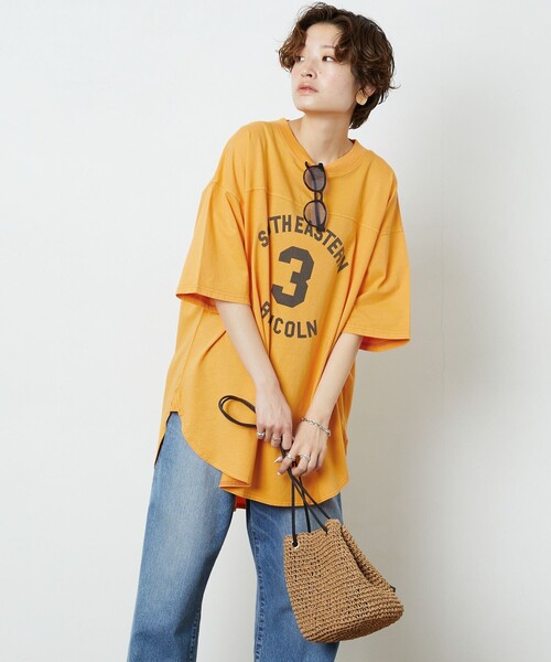 FREAK'S STORE（フリークスストア）の「【WEB限定】PENNEYS×FREAK'S STORE/ペニーズ　PENNEYS別注フットボールTシャツ（Tシャツ/カットソー・レディース・ブラック/オフホワイト/ラベンダー/グレー/オレンジ・ﾌﾘ-）」の16枚目の写真