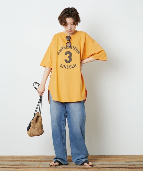 FREAK'S STORE（フリークスストア）の「【WEB限定】PENNEYS×FREAK'S STORE/ペニーズ　PENNEYS別注フットボールTシャツ（Tシャツ/カットソー・レディース・ブラック/オフホワイト/ラベンダー/グレー/オレンジ・ﾌﾘ-）」の18枚目の写真
