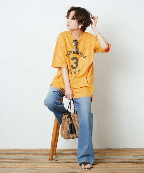 FREAK'S STORE（フリークスストア）の「【WEB限定】PENNEYS×FREAK'S STORE/ペニーズ　PENNEYS別注フットボールTシャツ（Tシャツ/カットソー・レディース・ブラック/オフホワイト/ラベンダー/グレー/オレンジ・ﾌﾘ-）」の19枚目の写真