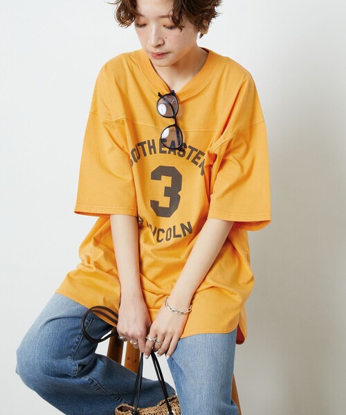 FREAK'S STORE（フリークスストア）の「【WEB限定】PENNEYS×FREAK'S STORE/ペニーズ　PENNEYS別注フットボールTシャツ（Tシャツ/カットソー・レディース・ブラック/オフホワイト/ラベンダー/グレー/オレンジ・ﾌﾘ-）」の20枚目の写真