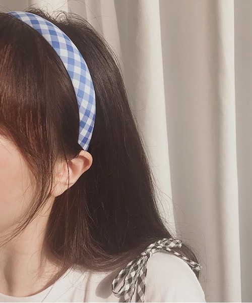 by muni:r(バイ ムニール)の「ハイティーンチェックヘアバンド(カチューシャ・レディース・ブラック/ピンク/ブルー・FREE)」の3枚目の写真