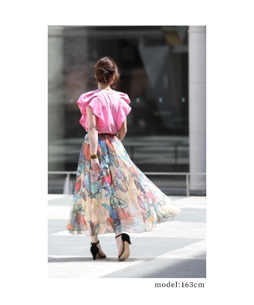 Sawa a la mode(サワアラモード)の「花とボタニカルのシフォンフレアスカート(スカート・レディース・その他・FREE)」の18枚目の写真