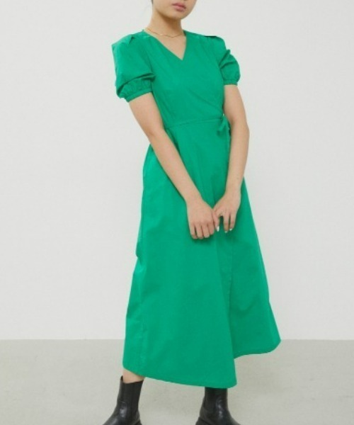 LAGUA GEM（ラグアジェム）の「CACHE COEUR LONG OP　カシュクールロングワンピース（ワンピース・レディース・ブラック/オレンジ/グリーン・FREE）」の3枚目の写真