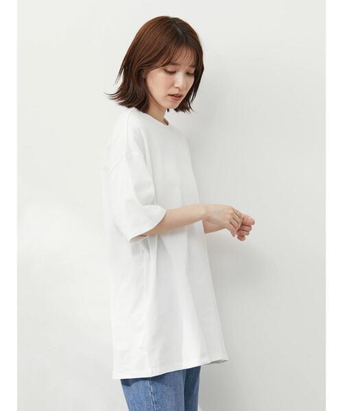 Green Parks(グリーンパークス)の「(ナチュラル)チュニックTシャツ(Tシャツ/カットソー・レディース・ホワイト/ブラック/ピンク/オレンジ・FREE)」の5枚目の写真