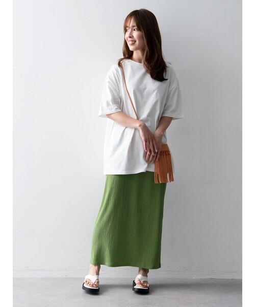 Green Parks(グリーンパークス)の「(ナチュラル)チュニックTシャツ(Tシャツ/カットソー・レディース・ホワイト/ブラック/ピンク/オレンジ・FREE)」の9枚目の写真