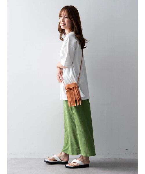 Green Parks(グリーンパークス)の「(ナチュラル)チュニックTシャツ(Tシャツ/カットソー・レディース・ホワイト/ブラック/ピンク/オレンジ・FREE)」の10枚目の写真