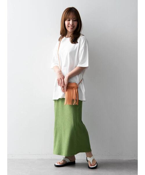 Green Parks(グリーンパークス)の「(ナチュラル)チュニックTシャツ(Tシャツ/カットソー・レディース・ホワイト/ブラック/ピンク/オレンジ・FREE)」の11枚目の写真