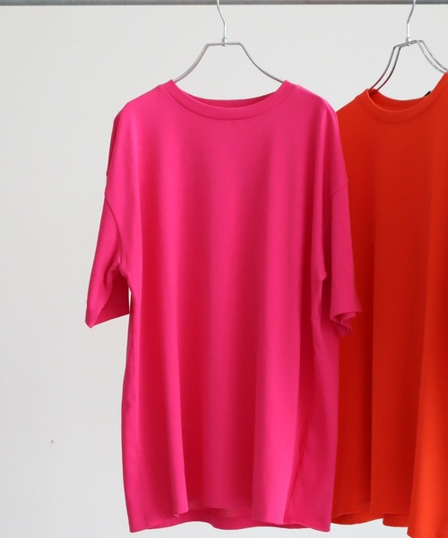 Green Parks(グリーンパークス)の「(ナチュラル)チュニックTシャツ(Tシャツ/カットソー・レディース・ホワイト/ブラック/ピンク/オレンジ・FREE)」の1枚目の写真