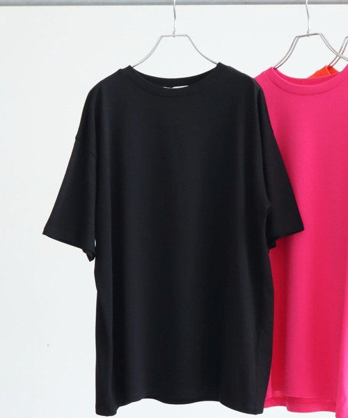 Green Parks(グリーンパークス)の「(ナチュラル)チュニックTシャツ(Tシャツ/カットソー・レディース・ホワイト/ブラック/ピンク/オレンジ・FREE)」の3枚目の写真