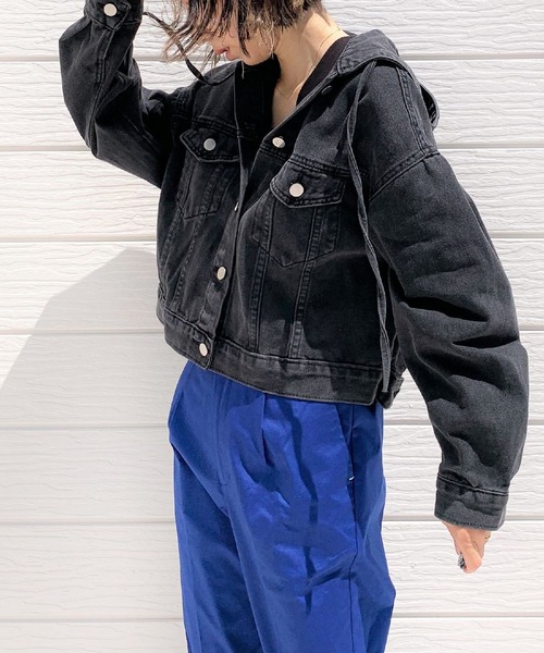 Q（キュー）の「フーディージャケット（ブルゾン・レディース・アイボリー/ブラック・MEDIUM）」の11枚目の写真