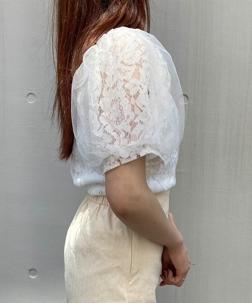 titty&Co. PETIT(ティティアンドコープティ)の「【titty&Co.PETIT】レースチュールバルーンブラウス(シャツ/ブラウス・レディース・ブラック/ホワイト・FREE)」の5枚目の写真