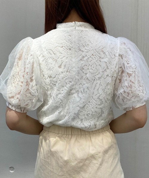 titty&Co. PETIT(ティティアンドコープティ)の「【titty&Co.PETIT】レースチュールバルーンブラウス(シャツ/ブラウス・レディース・ブラック/ホワイト・FREE)」の6枚目の写真