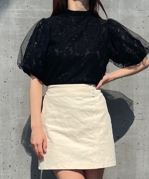 titty&Co. PETIT(ティティアンドコープティ)の「【titty&Co.PETIT】レースチュールバルーンブラウス(シャツ/ブラウス・レディース・ブラック/ホワイト・FREE)」の8枚目の写真