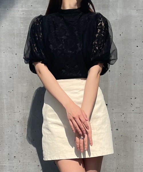 titty&Co. PETIT(ティティアンドコープティ)の「【titty&Co.PETIT】レースチュールバルーンブラウス(シャツ/ブラウス・レディース・ブラック/ホワイト・FREE)」の9枚目の写真