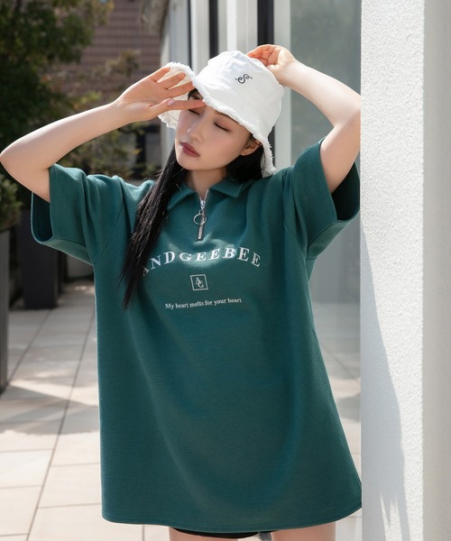 ANDGEEBEE（アンジービー）の「UNISEX ワッフルロゴTシャツ（Tシャツ/カットソー・レディース・グレー/グリーン・MEDIUM）」の10枚目の写真