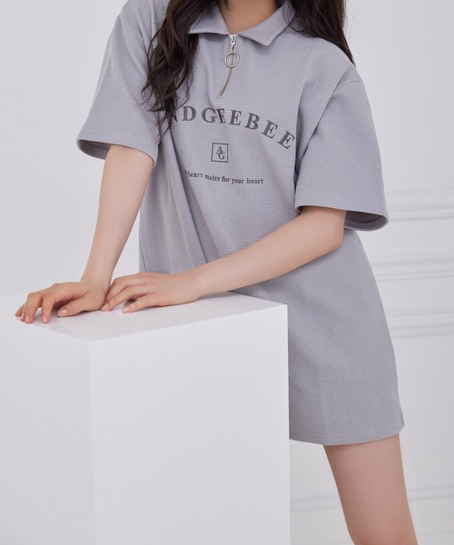 ANDGEEBEE（アンジービー）の「UNISEX ワッフルロゴTシャツ（Tシャツ/カットソー・レディース・グレー/グリーン・MEDIUM）」の9枚目の写真