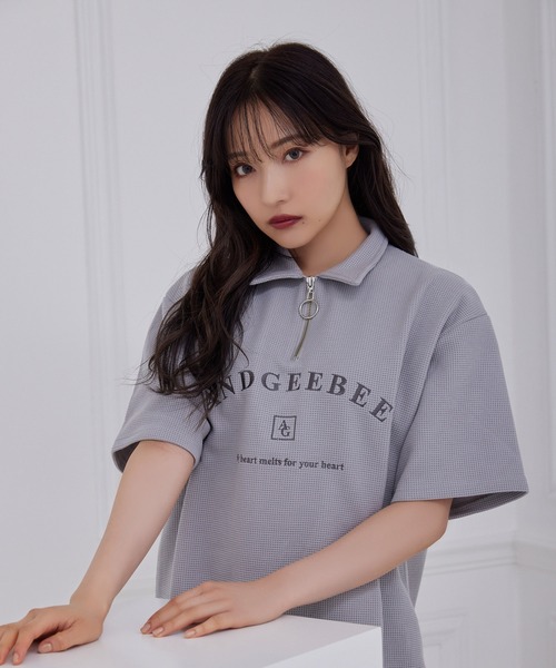 ANDGEEBEE（アンジービー）の「UNISEX ワッフルロゴTシャツ（Tシャツ/カットソー・レディース・グレー/グリーン・MEDIUM）」の22枚目の写真