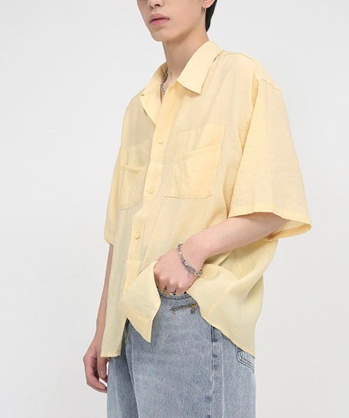 WESTBOY(ウエストボーイ)の「ルーズシルエットハーフスリーブシャツ WO22S5TP03【WB ORIGINALS】(シャツ/ブラウス・メンズ・ライトブルー/ブラック/イエロー・M/L/XL)」の9枚目の写真