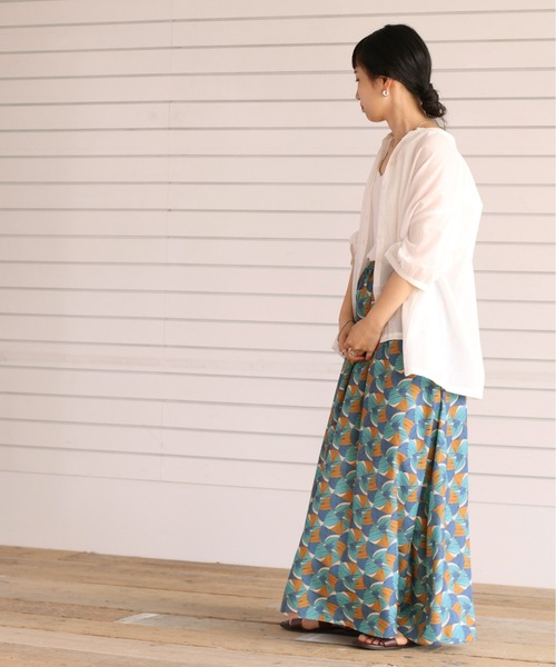 cepo（セポ）の「ジオメトリック柄マキシスカート（スカート・レディース・オレンジ/ブルー・M）」の7枚目の写真