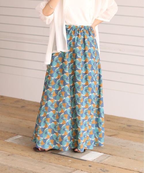 cepo（セポ）の「ジオメトリック柄マキシスカート（スカート・レディース・オレンジ/ブルー・M）」の3枚目の写真