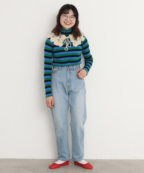 CHILD WOMAN(チャイルドウーマン)の「VICTORIA ボーダー細リブタートル(ニット/セーター・レディース・グリーン/ブラック/イエロー/レッド・FREE)」の20枚目の写真