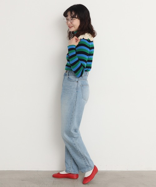 CHILD WOMAN(チャイルドウーマン)の「VICTORIA ボーダー細リブタートル(ニット/セーター・レディース・グリーン/ブラック/イエロー/レッド・FREE)」の21枚目の写真