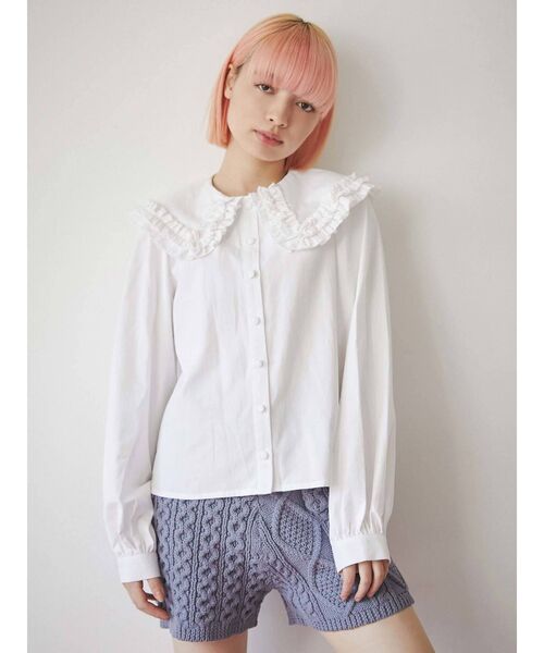 merry jenny（メリージェニー）の「ミックスケーブルニットショートパンツ（その他パンツ・レディース・アイボリー/ブラック/ブルー・FREE）」の6枚目の写真