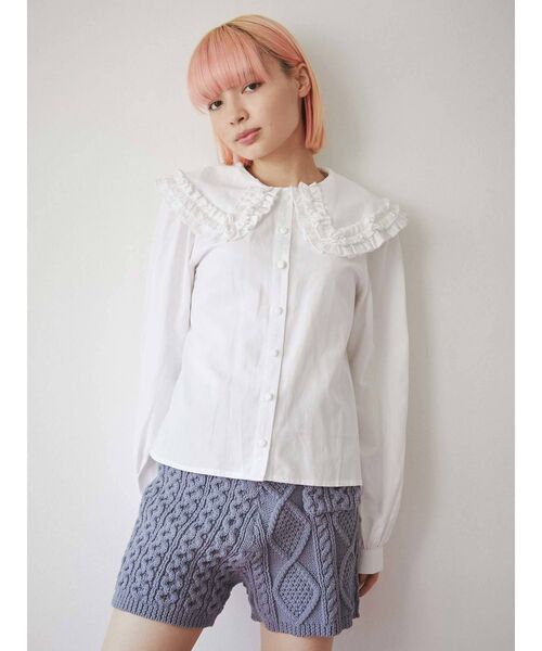 merry jenny（メリージェニー）の「ミックスケーブルニットショートパンツ（その他パンツ・レディース・アイボリー/ブラック/ブルー・FREE）」の4枚目の写真