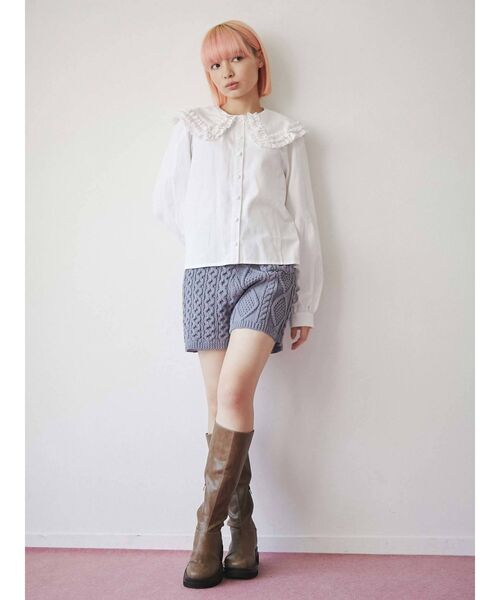 merry jenny（メリージェニー）の「ミックスケーブルニットショートパンツ（その他パンツ・レディース・アイボリー/ブラック/ブルー・FREE）」の12枚目の写真