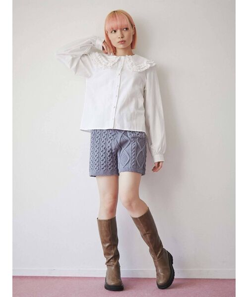 merry jenny（メリージェニー）の「ミックスケーブルニットショートパンツ（その他パンツ・レディース・アイボリー/ブラック/ブルー・FREE）」の10枚目の写真