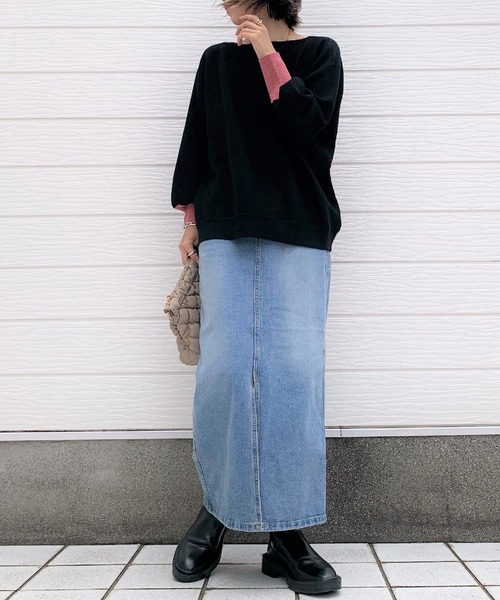 Q(キュー)の「袖先カラー横リブニット(ニット/セーター・レディース・ブラック/ブルー/アイボリー/エメラルド・MEDIUM)」の10枚目の写真