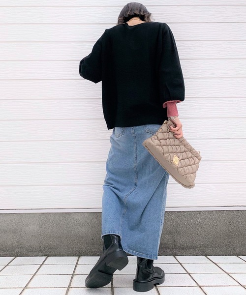 Q(キュー)の「袖先カラー横リブニット(ニット/セーター・レディース・ブラック/ブルー/アイボリー/エメラルド・MEDIUM)」の11枚目の写真