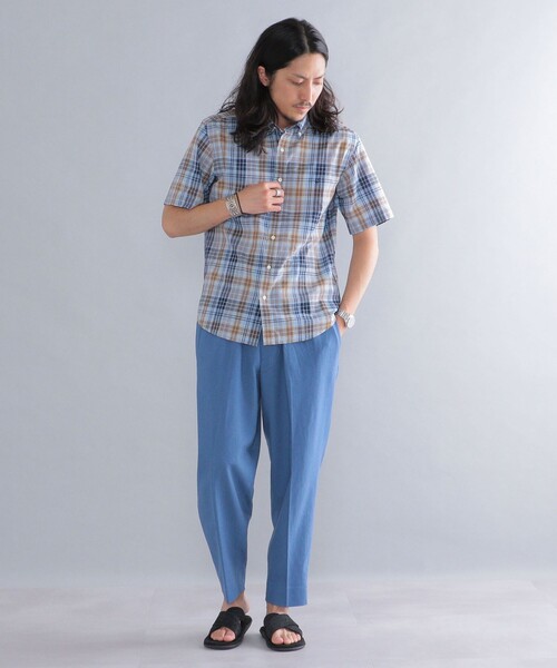 SHIPS(シップス)の「*SHIPS: ワンポイント ロゴ コットン / リネン マドラスチェック ボタンダウン ショートスリーブ シャツ(シャツ/ブラウス・メンズ・グリーン/ブルー/ライトブルー・SMALL/MEDIUM/LARGE/X-LARGE/XX-LARGE)」の4枚目の写真