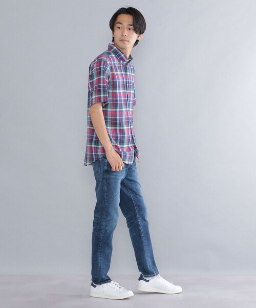 SHIPS(シップス)の「*SHIPS: ワンポイント ロゴ コットン / リネン マドラスチェック ボタンダウン ショートスリーブ シャツ(シャツ/ブラウス・メンズ・グリーン/ブルー/ライトブルー・SMALL/MEDIUM/LARGE/X-LARGE/XX-LARGE)」の11枚目の写真