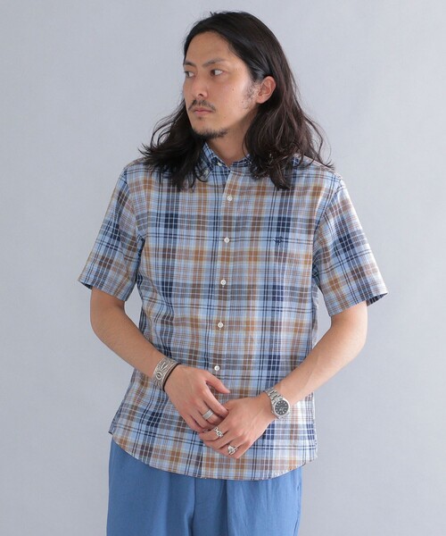 SHIPS(シップス)の「*SHIPS: ワンポイント ロゴ コットン / リネン マドラスチェック ボタンダウン ショートスリーブ シャツ(シャツ/ブラウス・メンズ・グリーン/ブルー/ライトブルー・SMALL/MEDIUM/LARGE/X-LARGE/XX-LARGE)」の12枚目の写真