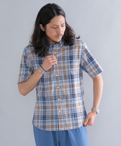SHIPS(シップス)の「*SHIPS: ワンポイント ロゴ コットン / リネン マドラスチェック ボタンダウン ショートスリーブ シャツ(シャツ/ブラウス・メンズ・グリーン/ブルー/ライトブルー・SMALL/MEDIUM/LARGE/X-LARGE/XX-LARGE)」の13枚目の写真