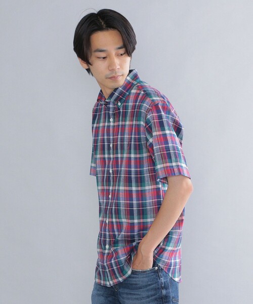 SHIPS(シップス)の「*SHIPS: ワンポイント ロゴ コットン / リネン マドラスチェック ボタンダウン ショートスリーブ シャツ(シャツ/ブラウス・メンズ・グリーン/ブルー/ライトブルー・SMALL/MEDIUM/LARGE/X-LARGE/XX-LARGE)」の18枚目の写真