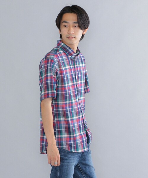 SHIPS(シップス)の「*SHIPS: ワンポイント ロゴ コットン / リネン マドラスチェック ボタンダウン ショートスリーブ シャツ(シャツ/ブラウス・メンズ・グリーン/ブルー/ライトブルー・SMALL/MEDIUM/LARGE/X-LARGE/XX-LARGE)」の20枚目の写真