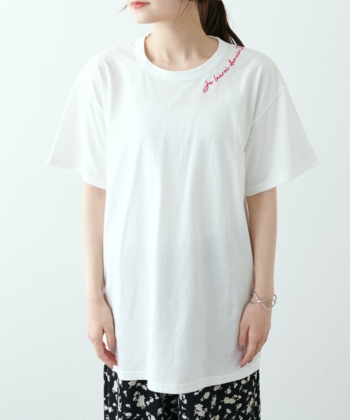 PUAL CE CIN(ピュアルセシン)の「【Du noir】シルケットロゴ刺繍Tシャツ(Tシャツ/カットソー・レディース・レッド/ホワイト/ブルー・FREE)」の11枚目の写真