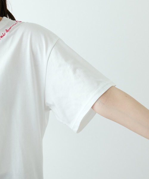 PUAL CE CIN(ピュアルセシン)の「【Du noir】シルケットロゴ刺繍Tシャツ(Tシャツ/カットソー・レディース・レッド/ホワイト/ブルー・FREE)」の19枚目の写真