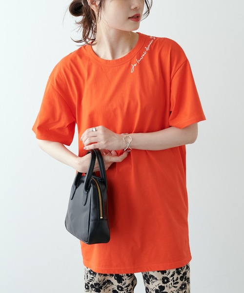 PUAL CE CIN(ピュアルセシン)の「【Du noir】シルケットロゴ刺繍Tシャツ(Tシャツ/カットソー・レディース・レッド/ホワイト/ブルー・FREE)」の8枚目の写真