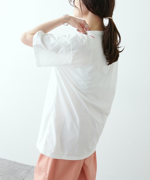 PUAL CE CIN(ピュアルセシン)の「【Du noir】シルケットロゴ刺繍Tシャツ(Tシャツ/カットソー・レディース・レッド/ホワイト/ブルー・FREE)」の10枚目の写真