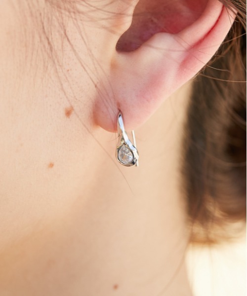 雫クリア×パールピアス（ピアス（両耳用））｜ear PAPILLONNER
