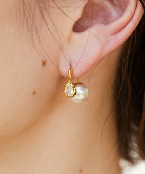 雫クリア×パールピアス（ピアス（両耳用））｜ear PAPILLONNER