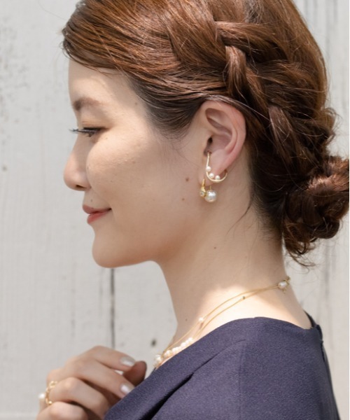 雫クリア×パールピアス（ピアス（両耳用））｜ear PAPILLONNER
